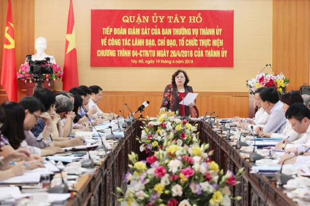 Chủ tich HĐNĐ TP: Giám sát thực hiện Chương trình 04-CTr/TU tại Đảng bộ Tổng Công ty Du lịch Hà Nội và Quận uỷ Tây Hồ 